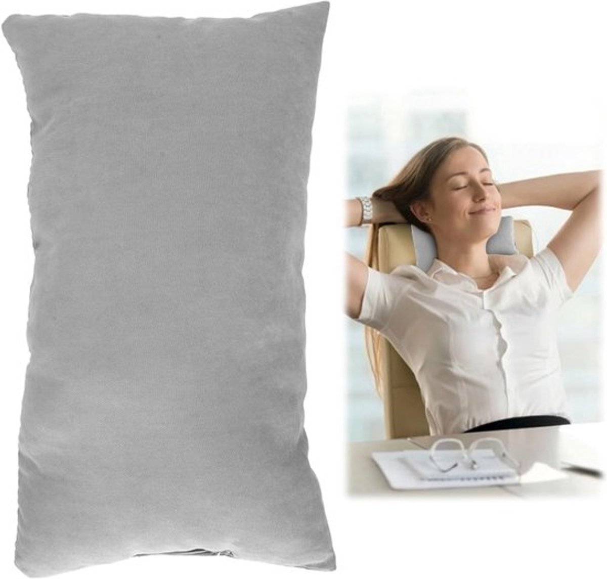 Klein Kussen 28 x 17.8 cm, Zacht en Ademend Reiskussen, Perfect voor Naps en Ondersteuning van Nek, Pols en Knieën (Grijs)