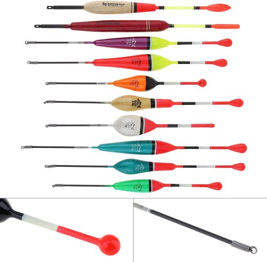 Visdobber en Bobber - Gemengd - 190 mm - Houten Slip Dobber met Veer - Voor Vissen — afbeelding 2