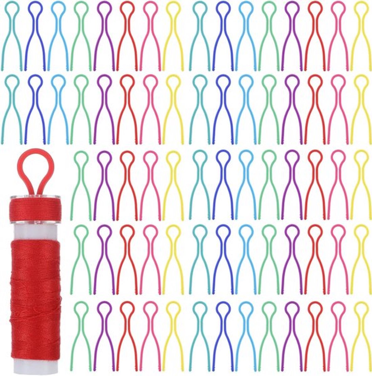 100 Stuks Klossenhouder, Naaiclips voor Draad, Organisator voor Spoelen in Diverse Kleuren, Ideaal voor Naaien, Quilten en Creatieve Projecten