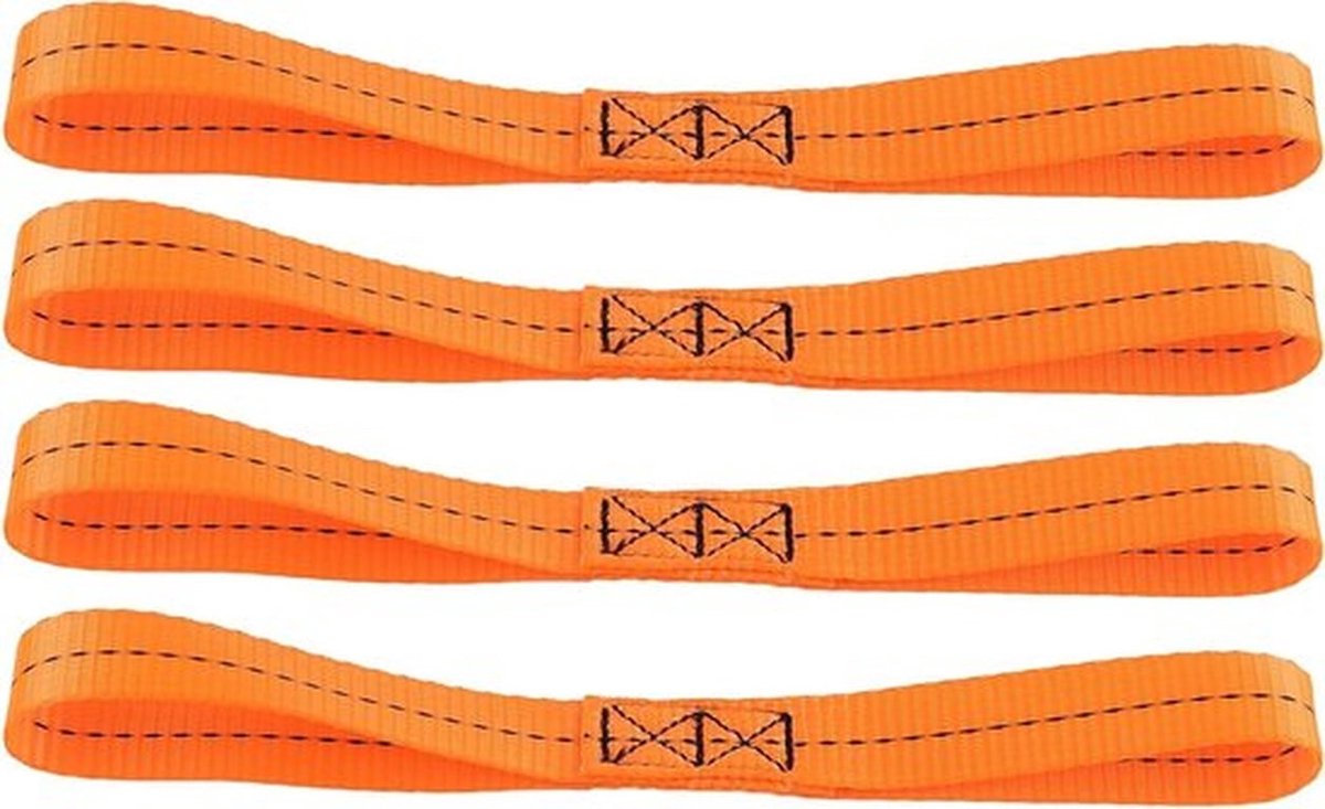 4 spanlussen van 30 cm, dubbele spanlussen en riemen voor lastenbeveiliging, ideaal voor auto-, motor- en fietsvervoer