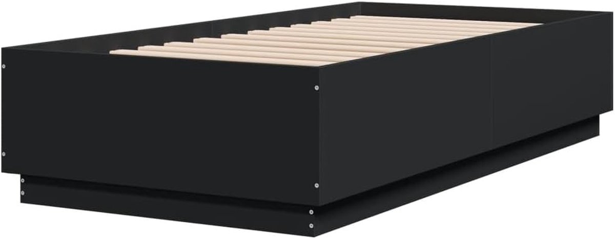 Bedframe met LED - Slaapkamer meubel - Comfortabel slapen - Verstelbare sfeerverlichting - 90x190 cm - Zwart