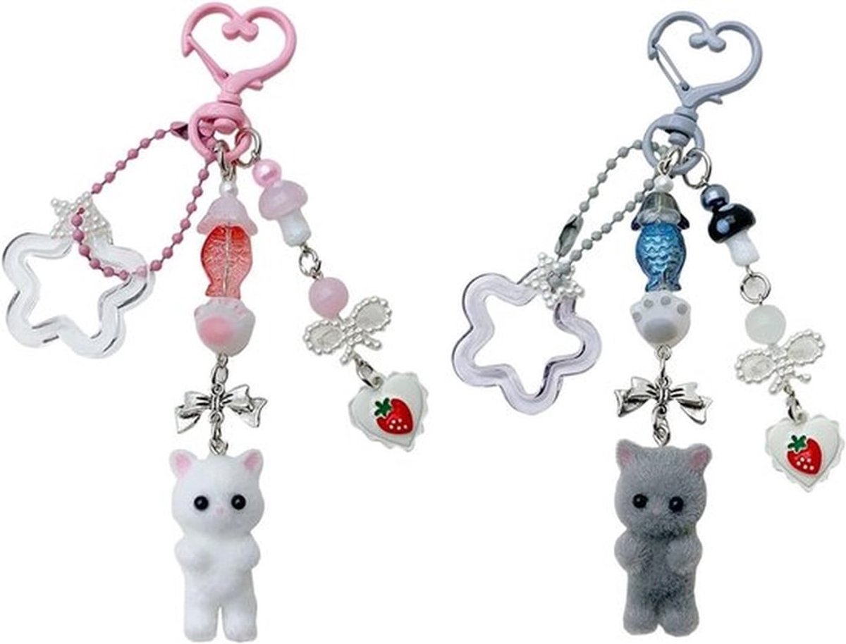 2 Stuks Schattige Dier Hangers, Creatieve Decoratieve Hangers voor Kinderen, Flocking Kitten Design