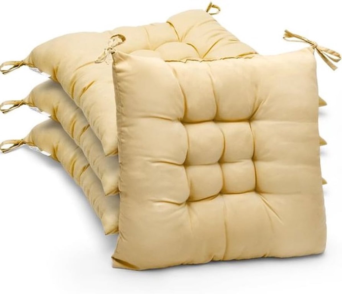 Set van 4 Stoelkussens 40 x 40 cm, Vulling met Ties, Comfortabele Kussens voor Binnen en Buiten, Ideaal voor Tuin, Woonkamer en Kantoor