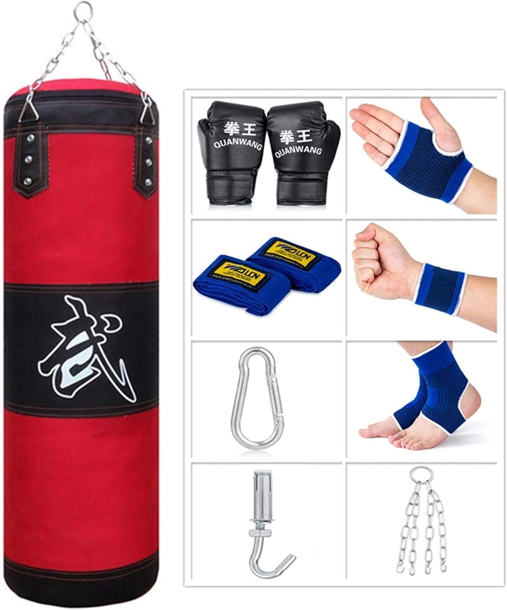 SnelShoppen - Hangende Bokszakken Set voor Thuis Fitness met Handschoenen, Ketting en Plafondhaak voor Tieners en Volwassenen - Ideaal voor Zware Trai