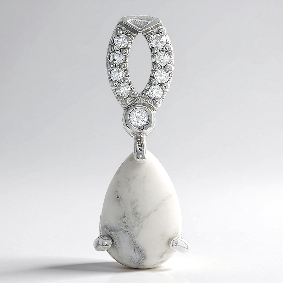 Cavill - Zilveren Hanger Sterling Zilver - Howliet Peervorm Cabochon 3,24 ct - Dames Zilveren Sieraden met Zirkonia - Elegant en Tijdloos