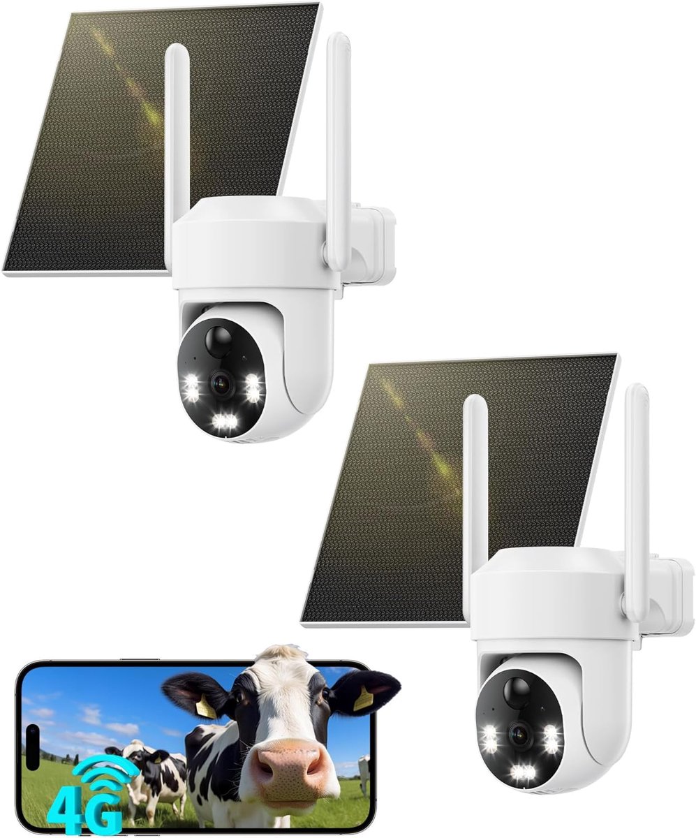 SnelShoppen - Bewakingscamera Buiten Solar 4G - Draadloze Beveiligingscamera met Beweging Sensor, Nachtzicht, 1080P HD, IP65 Waterdicht, Voor Tuin, Op