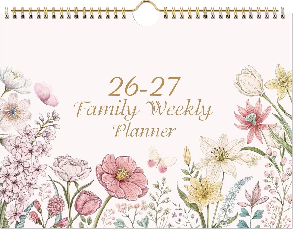Familiekalender - Multicolor - 32 x 23 cm - 6 Kolommen met Takenlijst en Boodschappenlijst - Voor Gezinnen