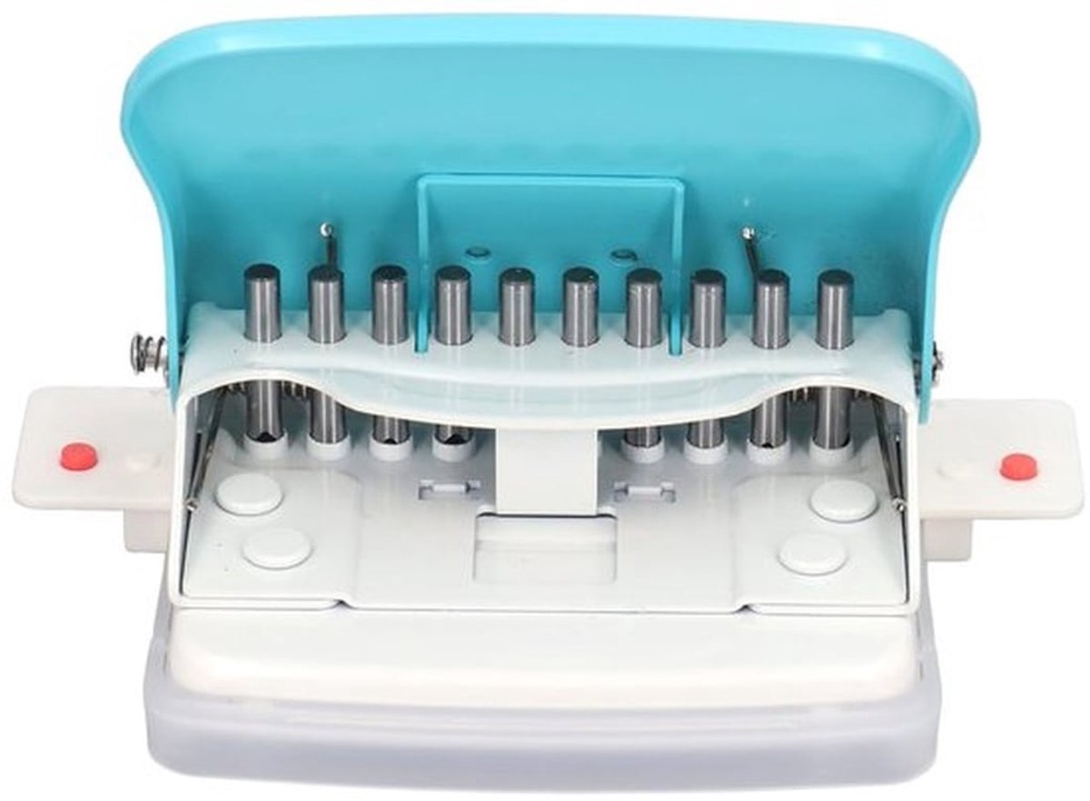 Draagbare spiralenbindmachine voor 10 vellen, met perforator en 9.5mm gaatjesafstand voor A4, A5 en B5 documenten, ideaal voor DIY-projecten en kantoorwerk.