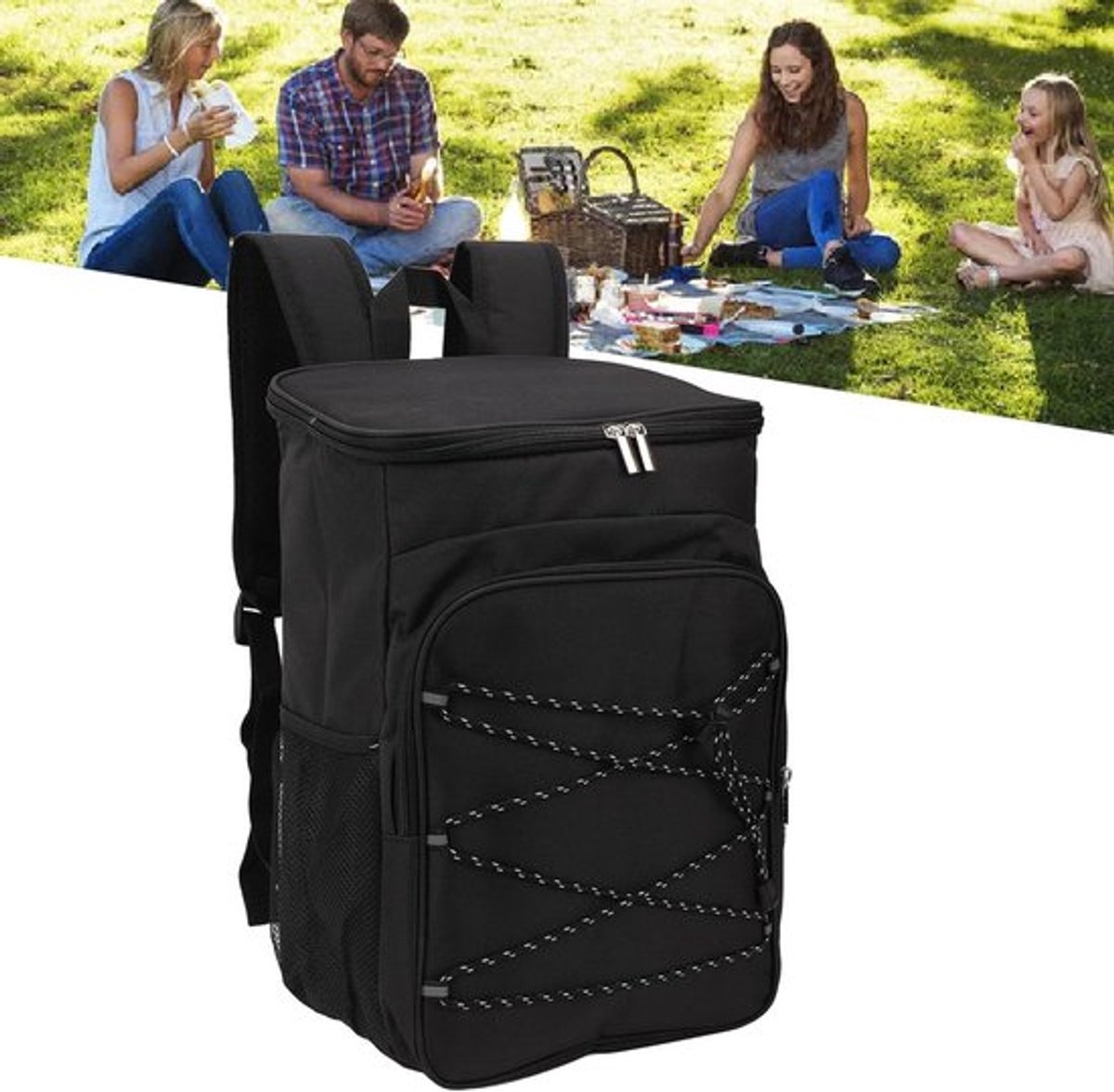 Grote Koeltas Rugzak, Thermische Rugzak met Zijvakken, Waterdicht en Lekvrij voor Kamperen, Outdoor Activiteiten en Barbecue