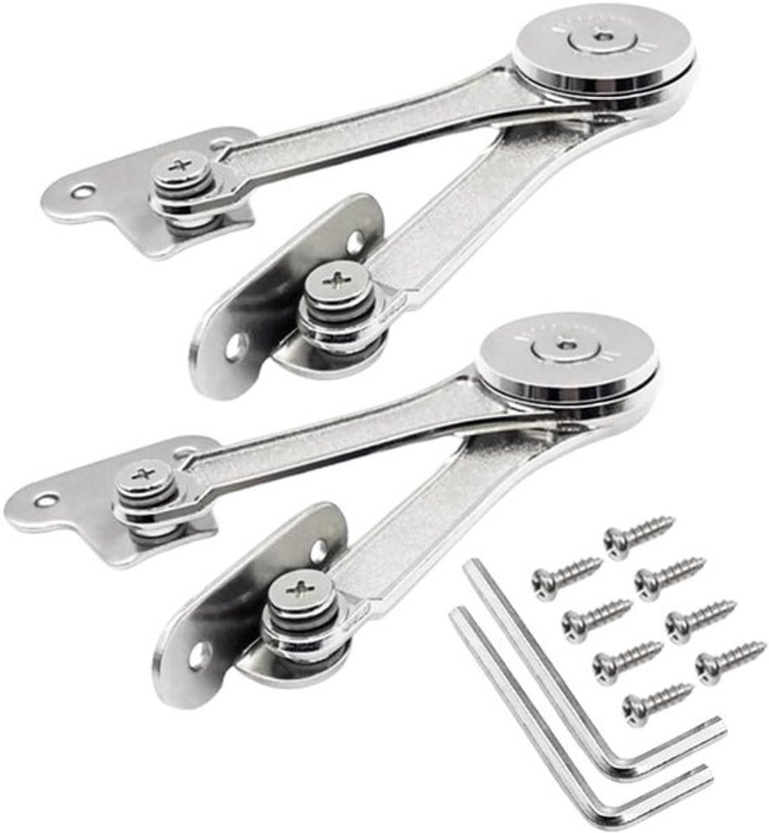 Set van 2 stevige scharnieren voor flapdeuren, soft-close mechanismen, kastondersteuning en vouwscharnieren met schroeven