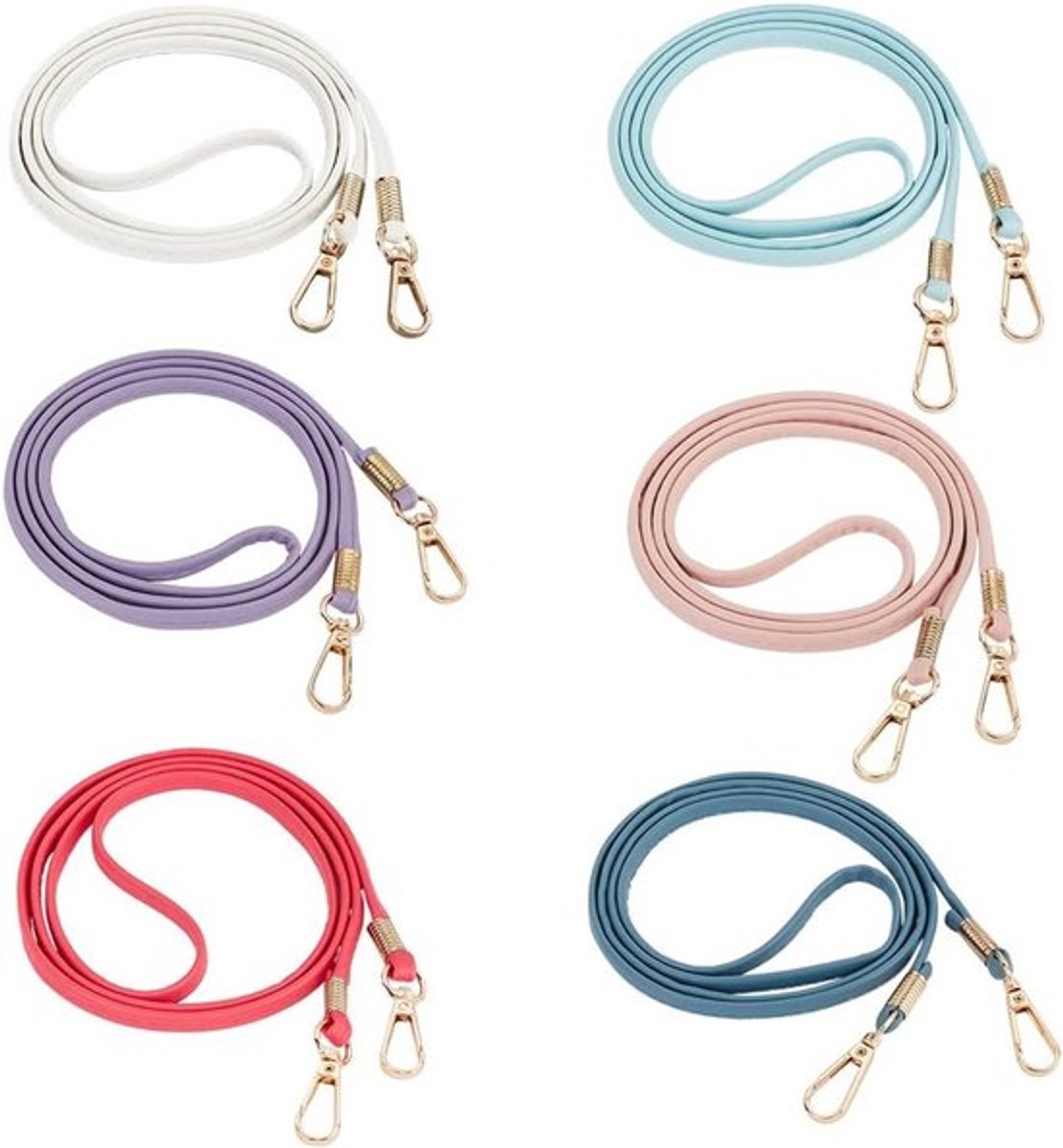 Zachte leren schouderbanden in 6 kleuren, 8 mm breed, 132 cm lang met karabijnhaak voor handtassen en clutch tassen voor dames