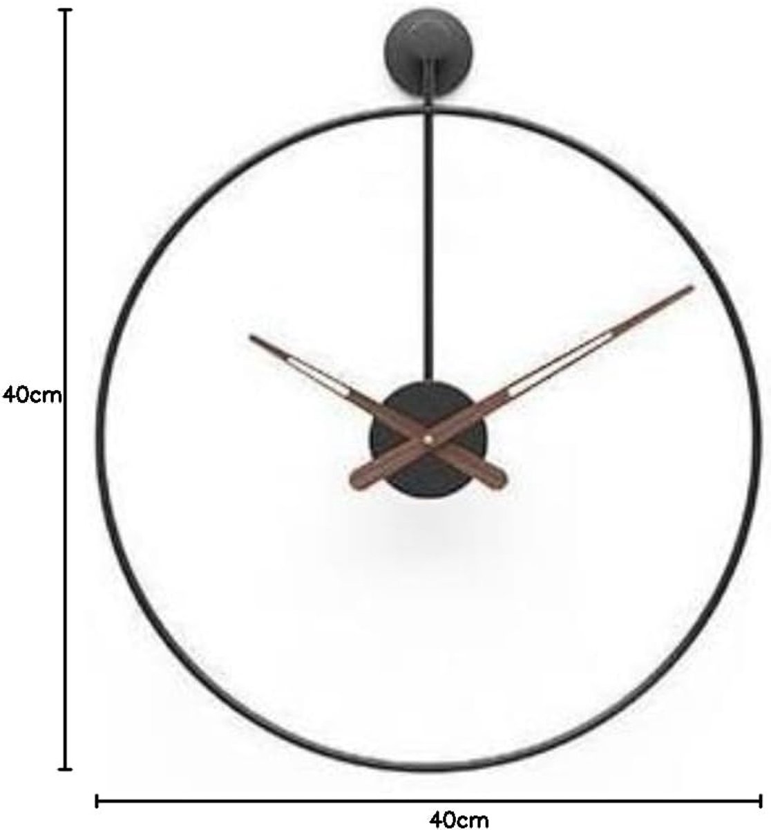 SnelShoppen - Grote Stille Wandklok 40cm/50cm/60cm Ronde Wandklok, Houten Wijzerplaat Voor Woonkamer, Keuken, Slaapkamers, Kantoor, Thuis, Zwart, 40CM