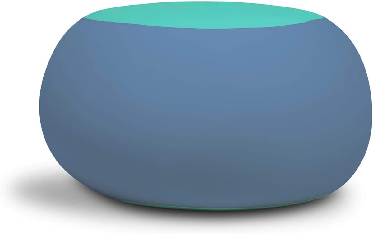 SnelShoppen - Ergonomische Zitzak Ollie, Comfortabele Zitzak van Velours Katoen, Blauw/Turquoise, 100 cm x 100 cm x 80 cm, 700 Liter, Binnen en Buiten