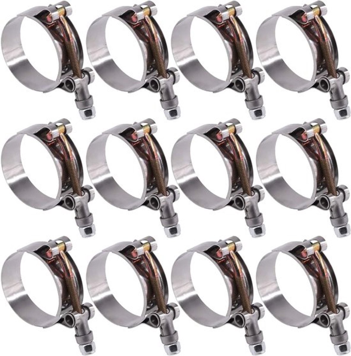 12 Stuks RVS T-Bolt Slangklemmen 44-51mm voor Turbo Inlaat en Intercooler Slangen