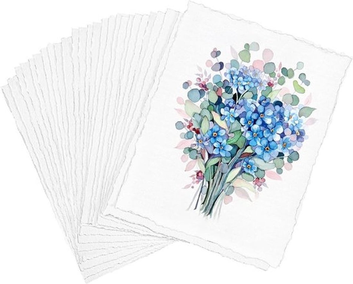 30 Stuks A5 Büttenpapier voor Aquarel, 300GSM Dikker Papier voor Schilderen, Schetsen en DIY Kunstprojecten