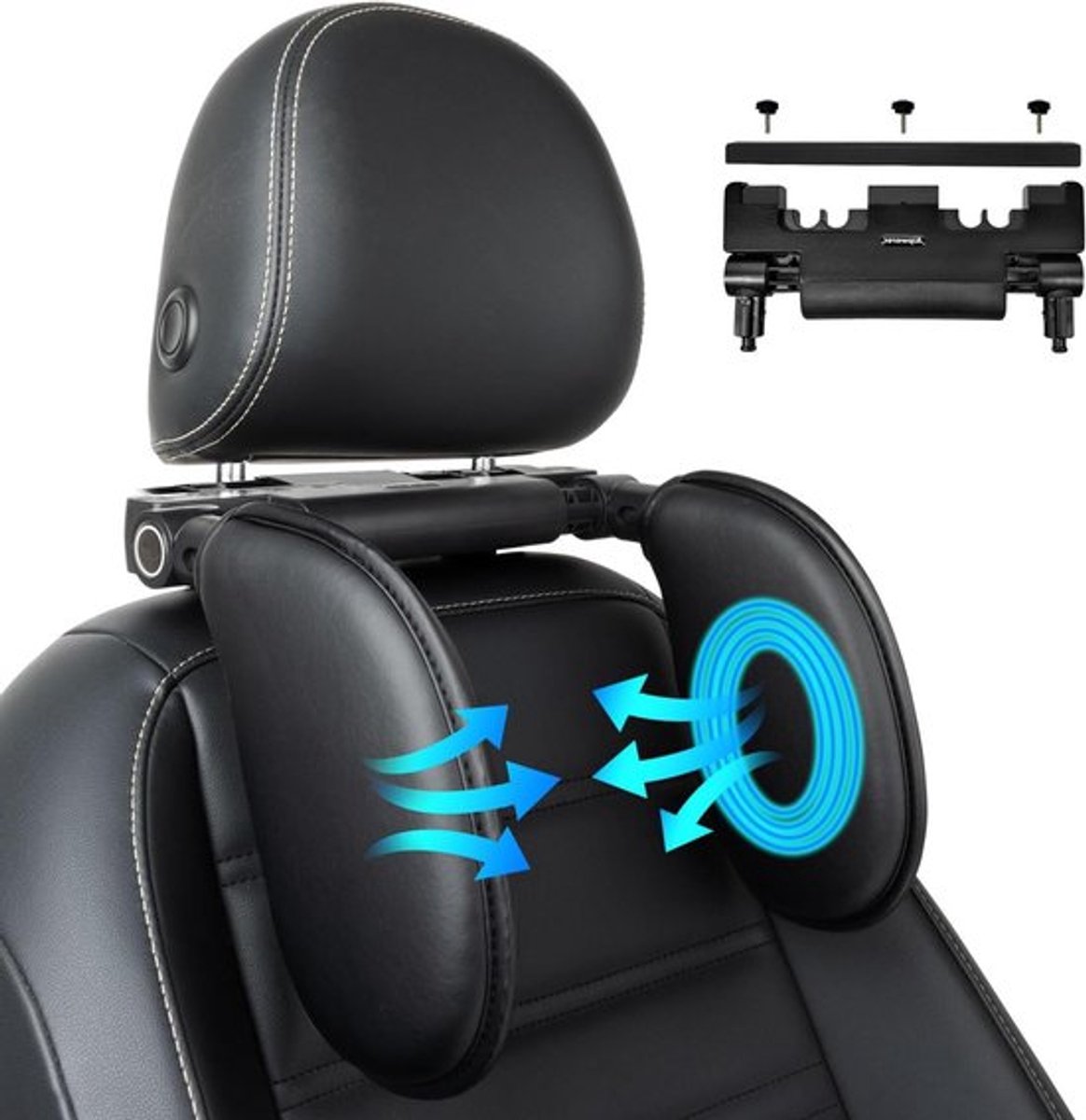 Verstelbare Hoofdkussen voor Kinderen en Volwassenen, Zacht Geheugenfoam, 180° Draaibaar, Verwijderbare Neksteun voor Comfortabel Slapen in de Auto