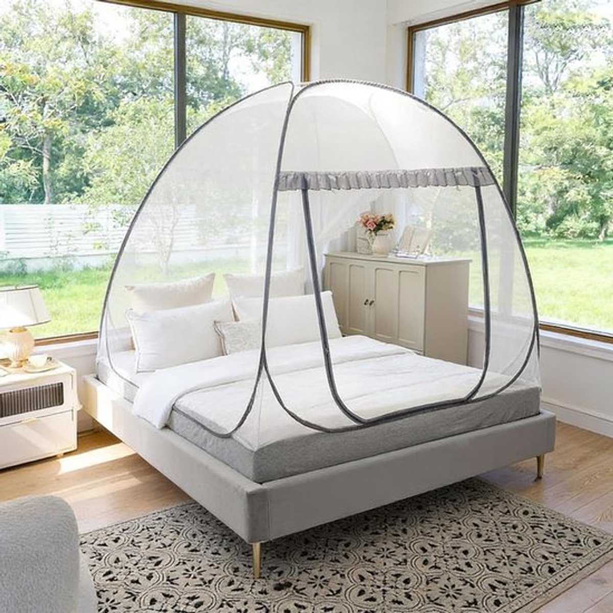 Vouwbaar Muggennet voor Bed 180 cm x 200 cm - Draagbare Insectenbescherming, Ideaal voor Kamperen en Thuisgebruik, Effectieve Muggenschuilplek