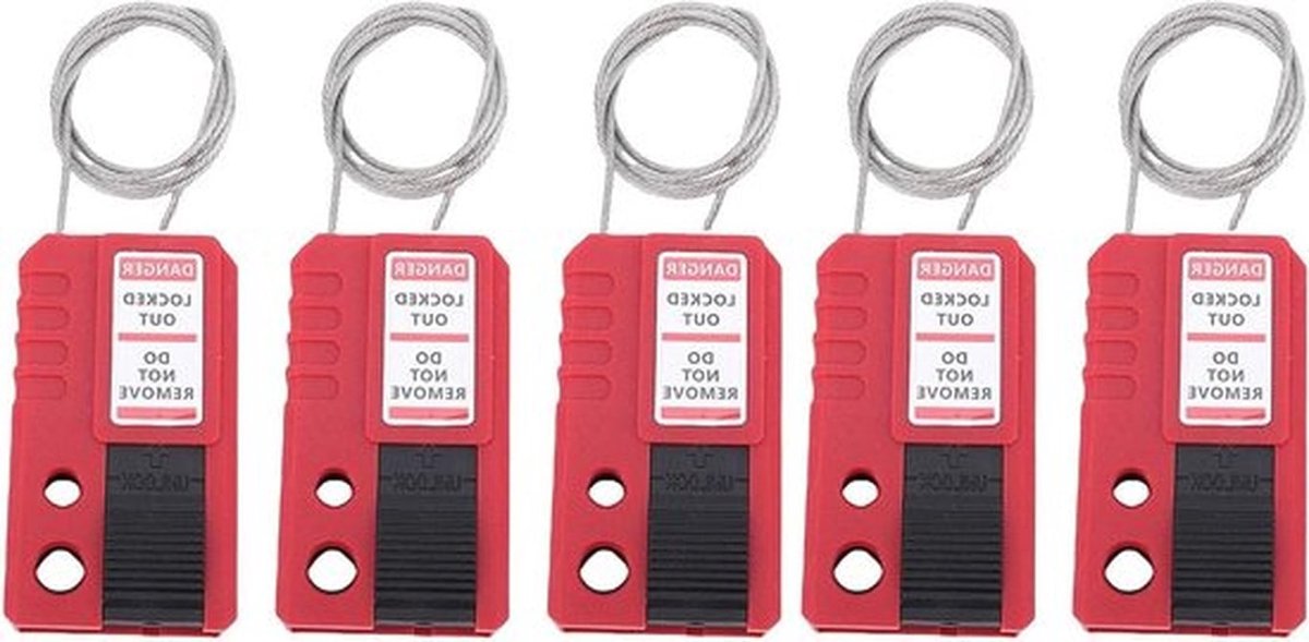 Verstelbare RVS Lockout Tagout Micro Kabelslot Set met 6mm en 8mm Sluitgaten - 5 Stuks, Multifunctionele Elektrische Slotoplossing voor Veiligheid en Beveiliging