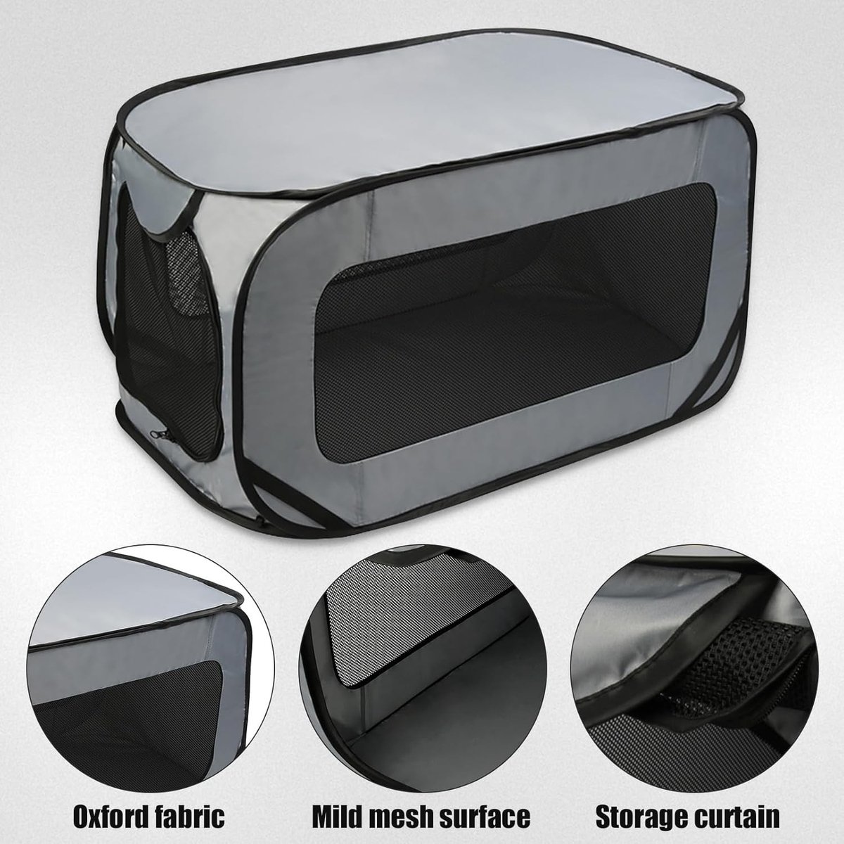 Vouwbare Opvouwbare Hondentransportkooi met Opbergtas 94*53*53cm voor Kleine en Middelgrote Honden, Ideaal voor Reizen en Buitenactiviteiten