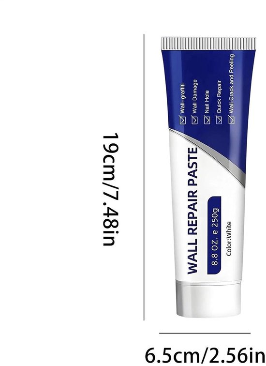 Gipsplaatreparatieset - Muurvuller Pasta - Muren Herstellen - Kant-en-klaar Inclusief Schraper - 200 G - Wit — afbeelding 4