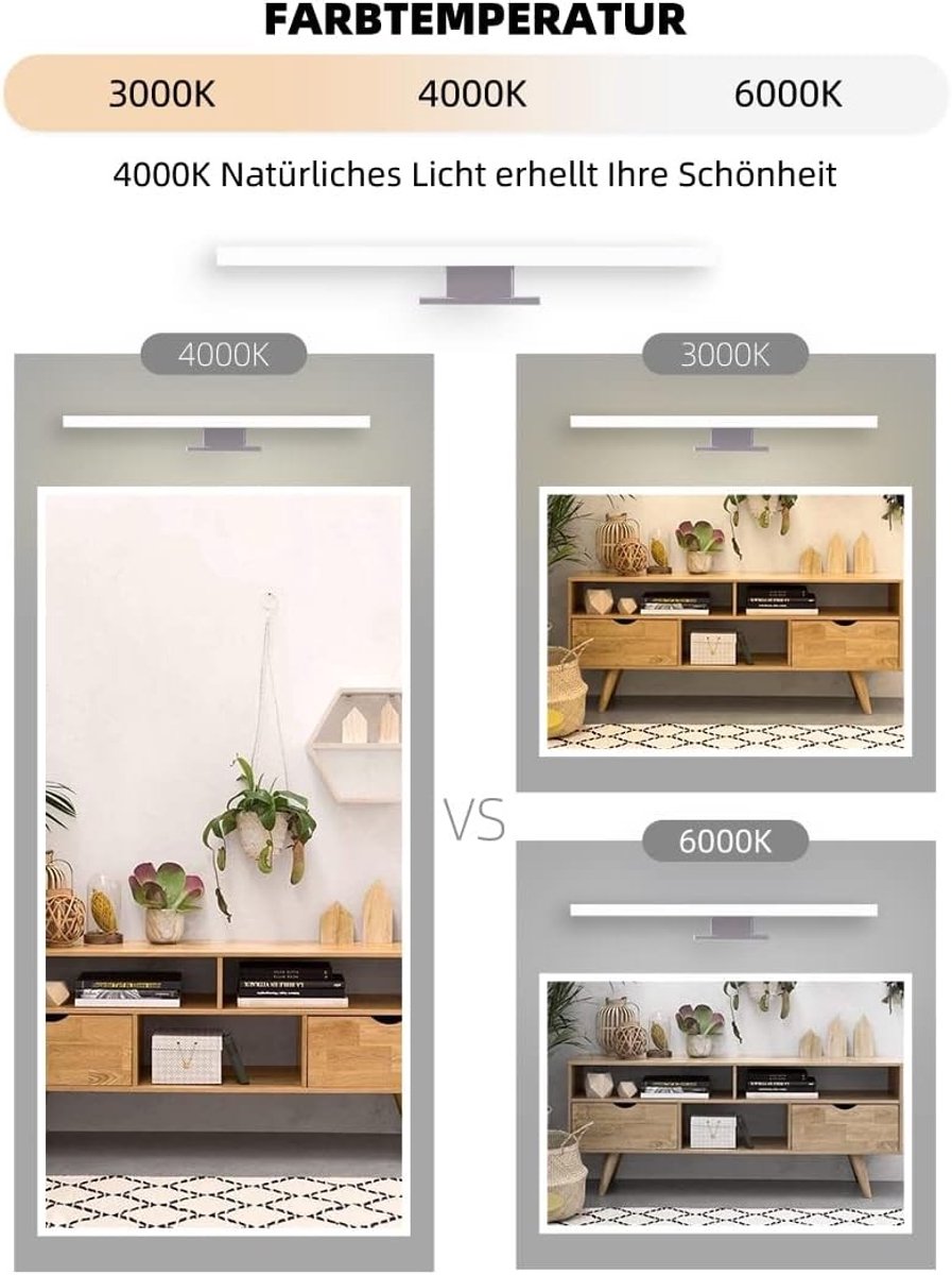 Badkamerspiegellamp - Natuurlijk Wit - 30 cm - LED met 4000K - Voor Spiegelkasten en Wandmontage