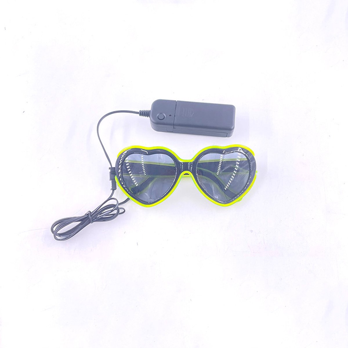 Doppler GlowHeart LED Bril - Neon EL Wire - Werkt op 2 AA Batterijen - Festival, Rave & Carnaval - LimeGroen