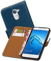 Pull Up PU Leder Bookstyle Wallet Case Hoesjes voor Huawei Y7 / Y7 Prime Blauw