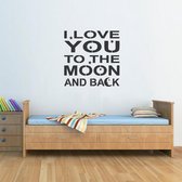 Muursticker - I Love You To The Moon And Back - 50x50 - Zwart