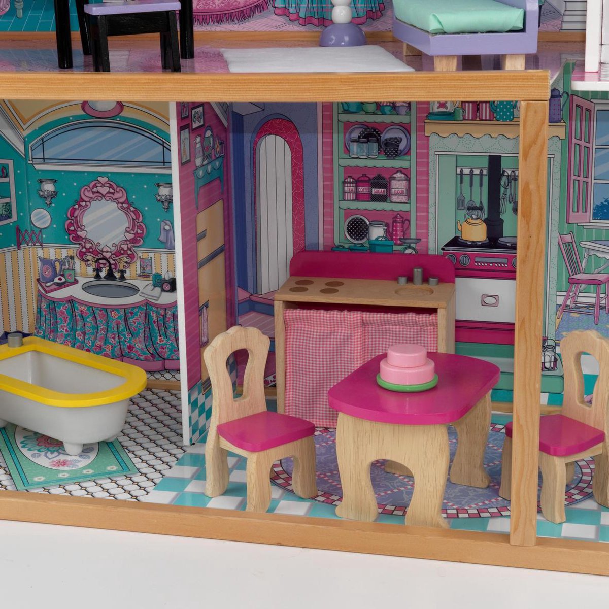 KidKraft Annabelle Poppenhuis – Groot Poppenhuis – Poppenhuis van Hout – 3 Verdiepingen, 5 Kamers & Lift – Inclusief 17 Accessoires – Voor 30 cm Barbies en Soortgelijke Poppen – Vanaf 3 jaar — afbeelding 9