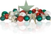 Excellent Deco - Plastic Kerstballen Mix 63 Stuks - Green Red
