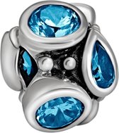 Quiges - 925 - Zilveren - Bedels -Sterling zilver - Beads - Zirkonia Lichtblauw Kraal Charm - Geschikt – voor - alle bekende merken - Armband Z605