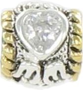 Quiges - 925 - Zilveren - Bedels -Sterling zilver - Beads - Multi Patroon met Zirkonia Hart Kraal Charm - Geschikt – voor - alle bekende merken - Armband Z419