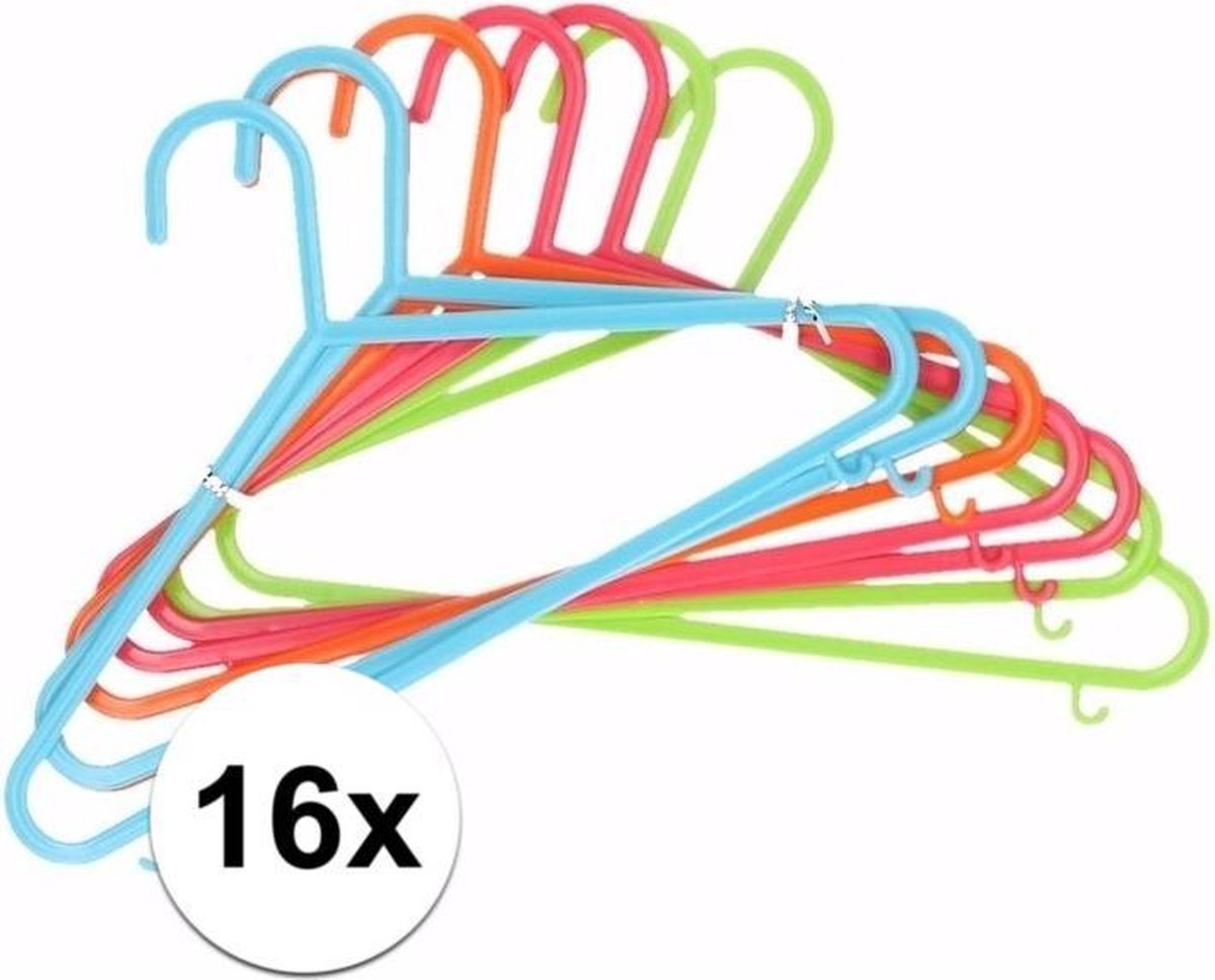 Plastic kinder kledinghangers 16 delig