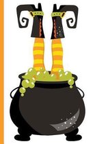Witch Upside Down in Cauldron with Bubbling Brew
