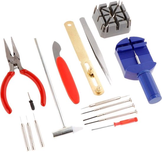 Horloge reparatie set - 16 delig - Gereedschap - Horlogeband inkorten -  Toolkit -... | bol.com