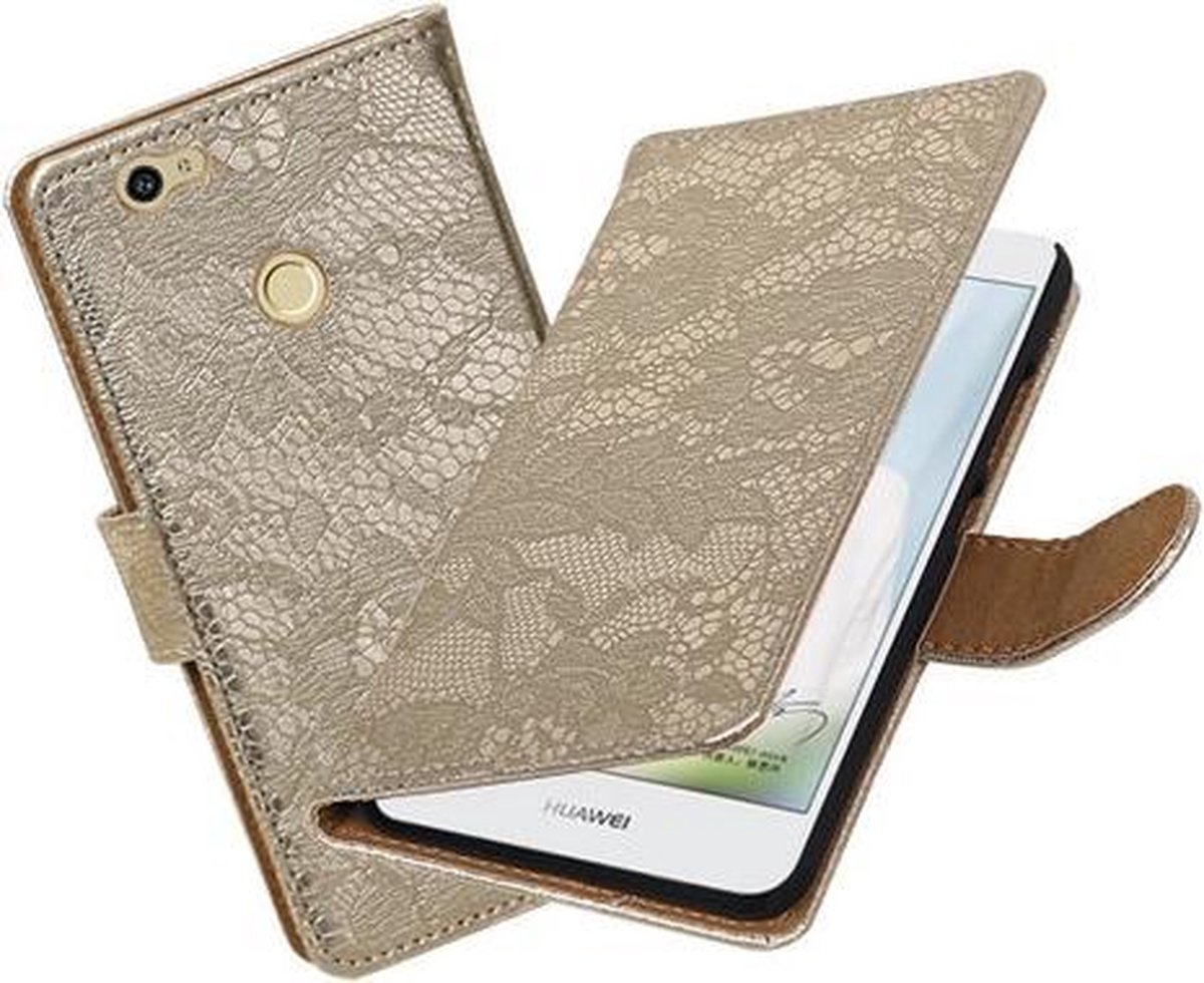 BestCases.nl Goud Lace booktype hoesje voor Huawei Nova
