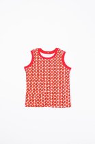 Ducksday – T-shirt – Top – Tanktop-  Unisex – Stretch – Funky Red – Rood – Wit - Promo – maat 92-98 – 4 jaar