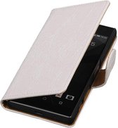 Croco Bookstyle Wallet Case Hoesjes Geschikt voor Sony Xperia Z5 Compact Wit