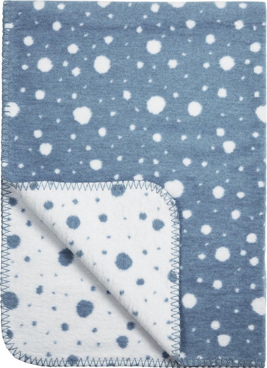 Meyco Dots Ledikantdeken - 120x150cm - jeans/wit