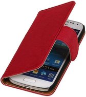 Washed Leer Bookstyle Wallet Case Hoesje voor Galaxy S Advance i9070 Roze