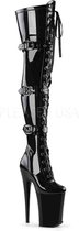 Pleaser Plateau Overknee Laarzen -38 Shoes- INFINITY-3028 Paaldans schoenen Zwart