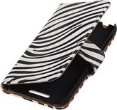 Zebra Bookstyle Wallet Case Hoesjes voor HTC Desire 510 Wit