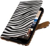Zebra Bookstyle Wallet Case Hoesjes voor HTC Desire 830 Wit