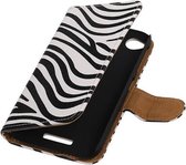 Zebra Bookstyle Wallet Case Hoesjes voor HTC Desire 320 Wit