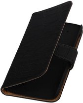 Croco Bookstyle Wallet Case Hoesjes Geschikt voor HTC Desire 526 / Plus Zwart