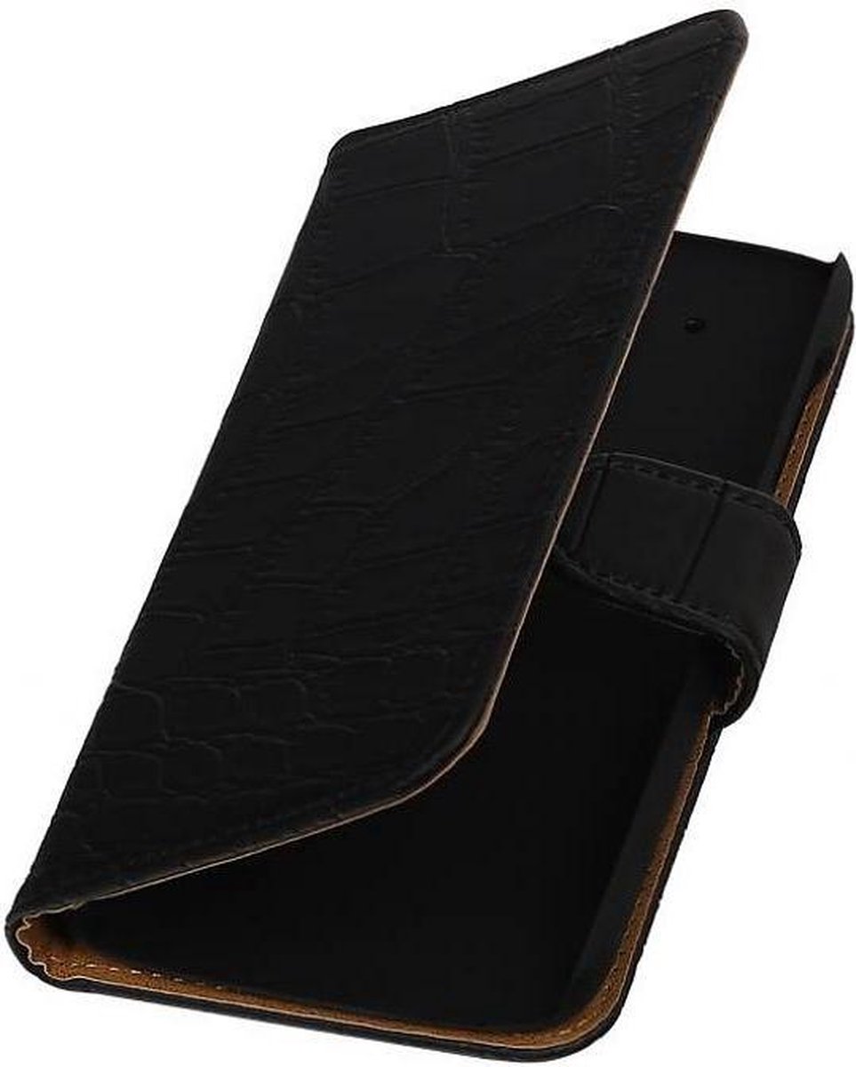 Croco Bookstyle Wallet Case Hoesjes Geschikt voor HTC Desire 526 / Plus Zwart