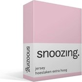Snoozing Jersey - Hoeslaken Extra Hoog - 100% gebreide katoen - 180x200 cm - Roze