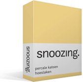 Snoozing - Hoeslaken  - Tweepersoons - 140x220 cm - Percale katoen - Geel