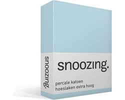 Snoozing - Hoeslaken - Extra hoog - Tweepersoons - 140x200 cm - Percale katoen - Hemel