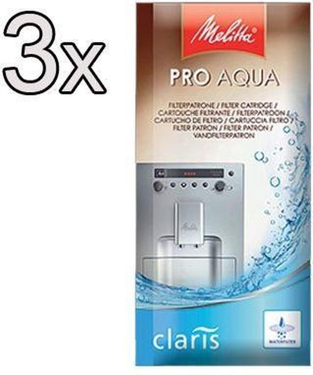 Melitta Filterpatronen Pro Aqua (3 patronen) – kalkfilter voor volautomatische koffiemachines, voorkomen kalkaanslag en verminderen schadelijke stoffen voor de beste koffiesmaak